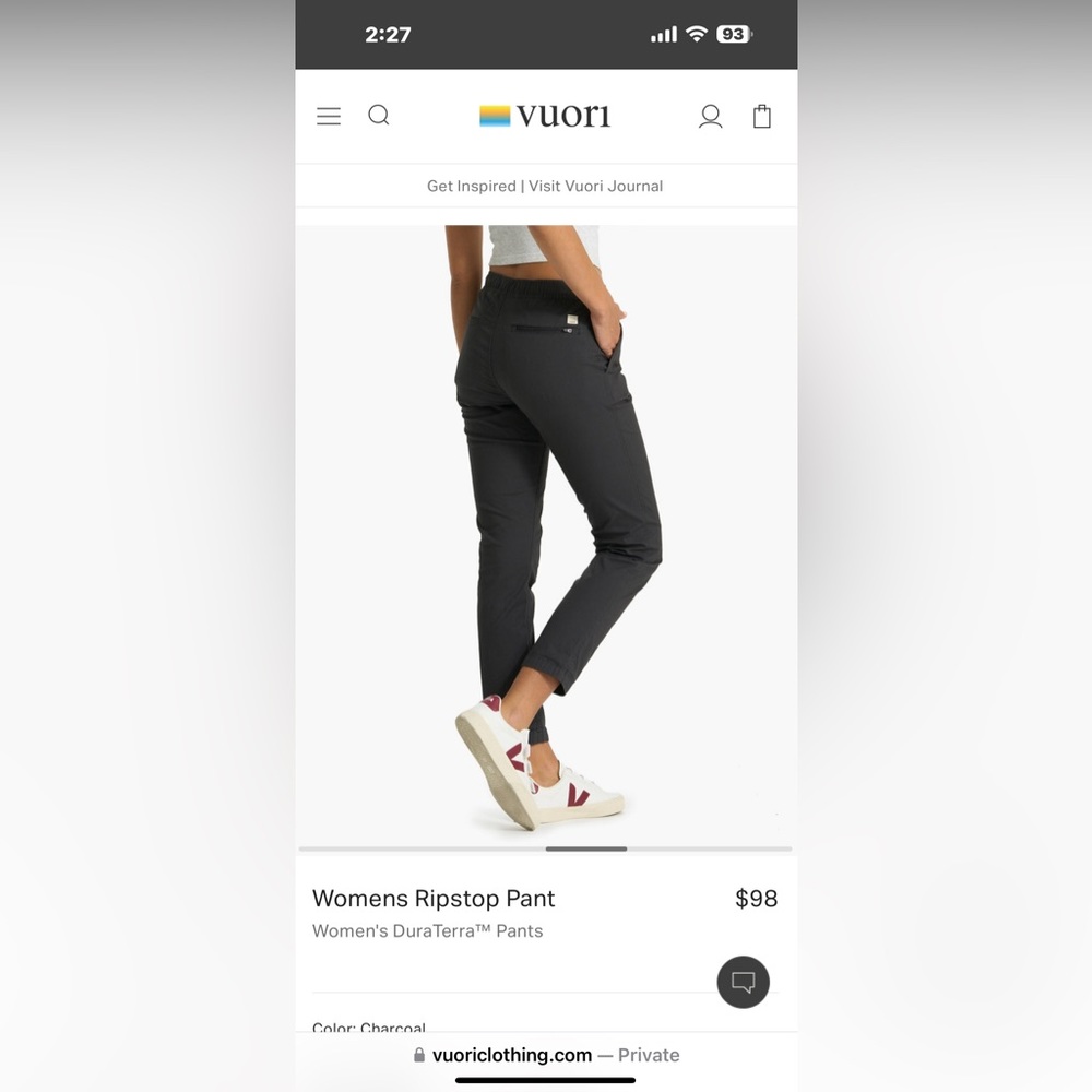 Vuori ripstop pants NWOT
